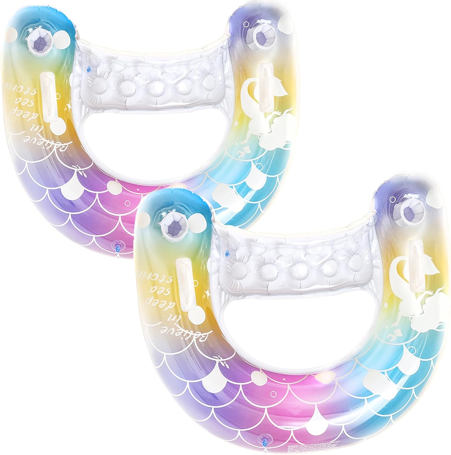 Pool Float Ring Inflatable - 2個 マーメイドプールフロート-30インチ 大人用インフレータブル水泳リング かわいいプールフロートチューブデコレーション スイムチューブ 屋外プール