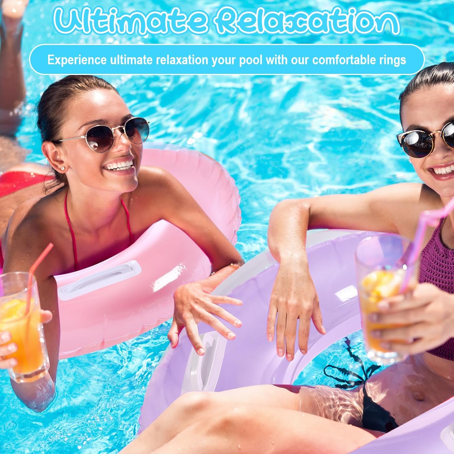 6個パック 33インチ インフレータブルプールフロート ハン - Pool Float Ring Inflatable のレビューと価格