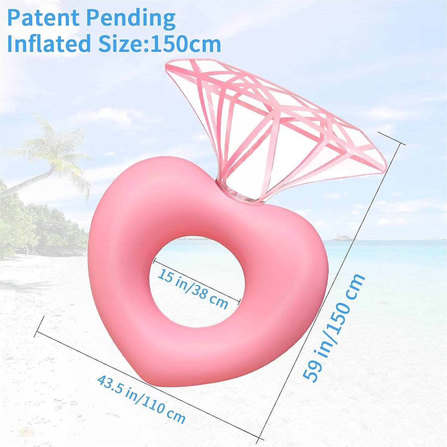 ダイヤモンドスイミングリングフロートパーティー用プールビーチ - Pool Float Ring Inflatable のレビューと価格