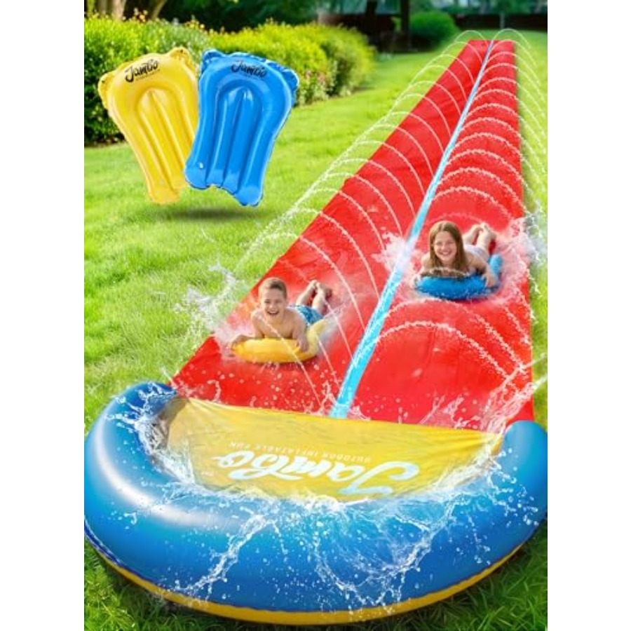 子供用屋外裏庭ウォータースライド：頑丈なPVC製、青と黄色、 - Water Slide Inflatable のレビューと価格