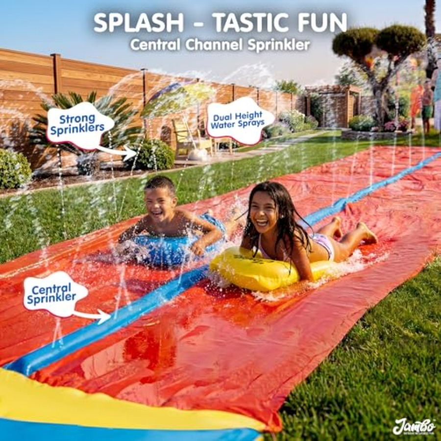 子供用屋外裏庭ウォータースライド：頑丈なPVC製、青と黄色、 - Water Slide Inflatable のレビューと価格