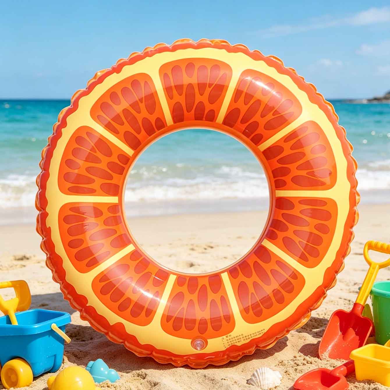 1PC オレンジスライスインフレータブル水泳リングプールフロ - Pool Float Ring Inflatable のレビューと価格