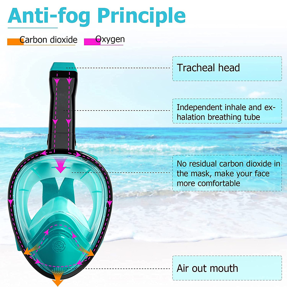 アップグレードされた呼吸システムを備えたフルフェイスダイビン - Snorkel Mask Full Face のレビューと価格
