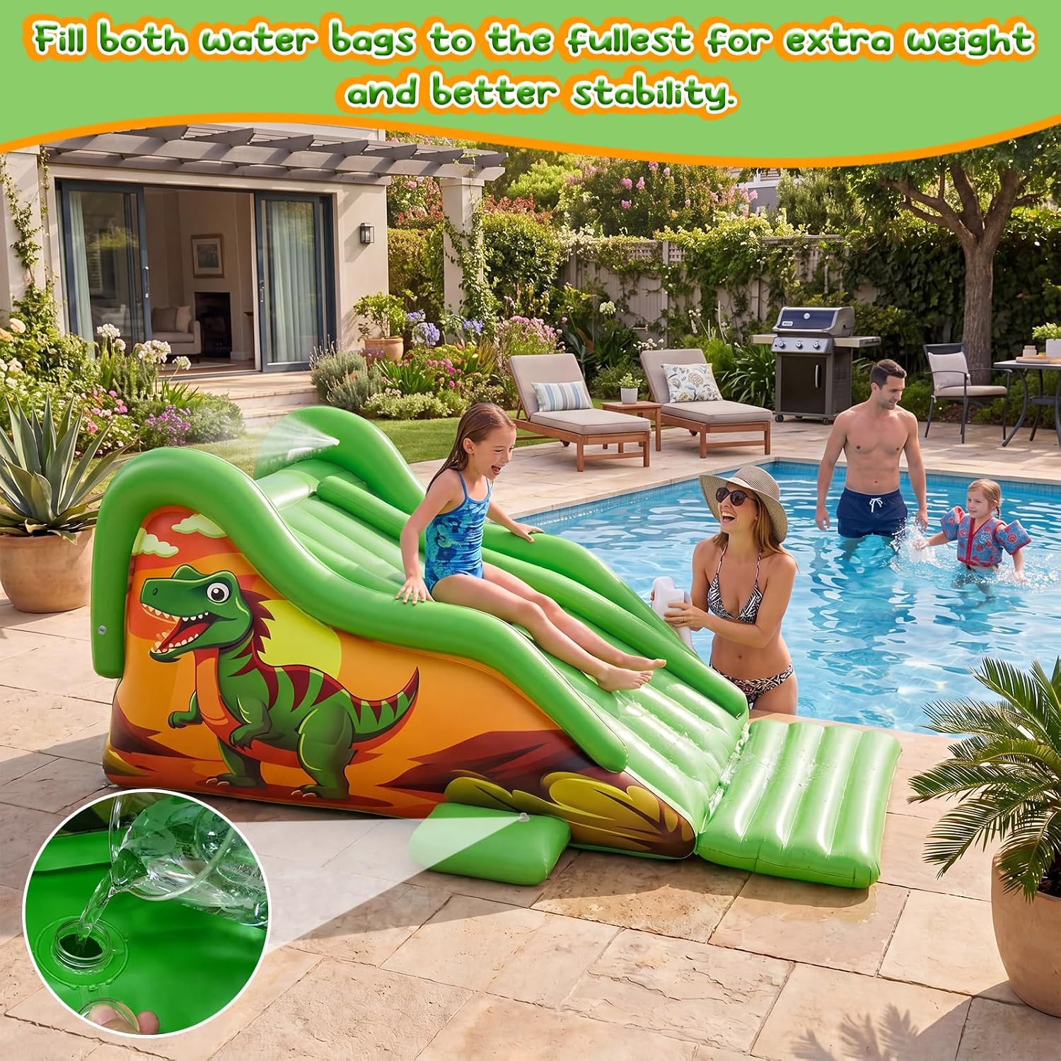 子供から大人まで楽しめる、125インチの巨大な空気で膨らませ - Water Slide Inflatable のレビューと価格
