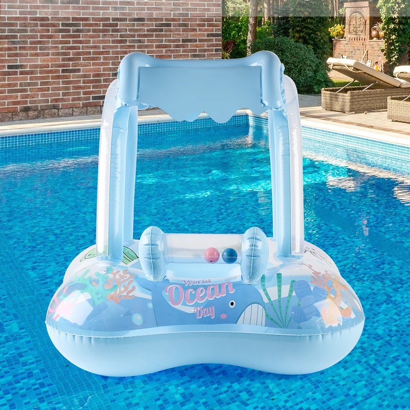 日よけ付きのインフレータブルプールフロート、快適な水上浮き輪 - Pool Lounger Inflatable のレビューと価格