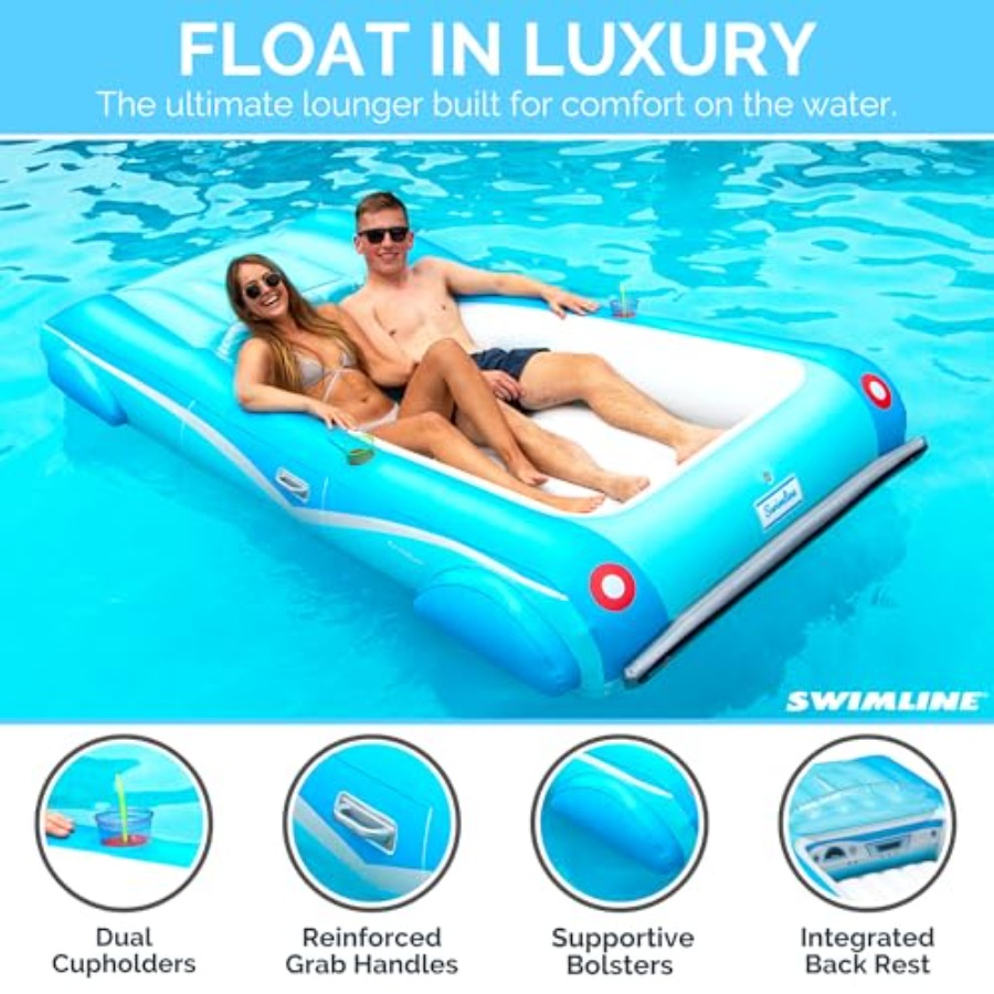 インフレータブルスイミングプールフロートラウンジャーマットレ - Pool Lounger Inflatable のレビューと価格