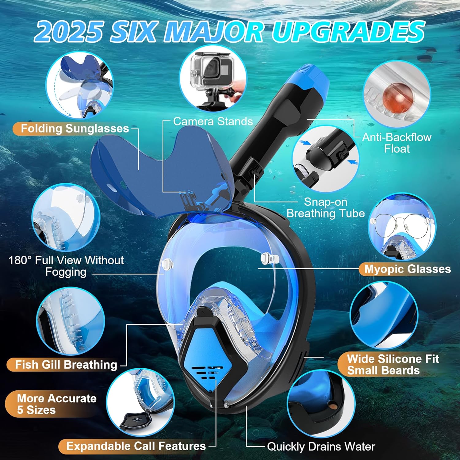 デビルフィッシュ フルフェイスシュノーケルマスク 大人用、ド - Snorkel Mask Full Face のレビューと価格